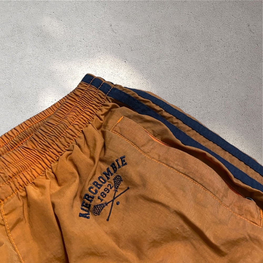 Vtg Abercrombie & Fitch Burnt Orange Nylon Track Pants | Y2K 90s - Picture 5 of 9